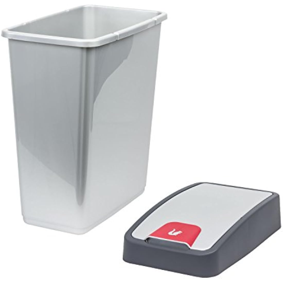 keeeper Premium Waste Bin with Flip Lid, Soft Touch, 45 Litre, Magne, Silver