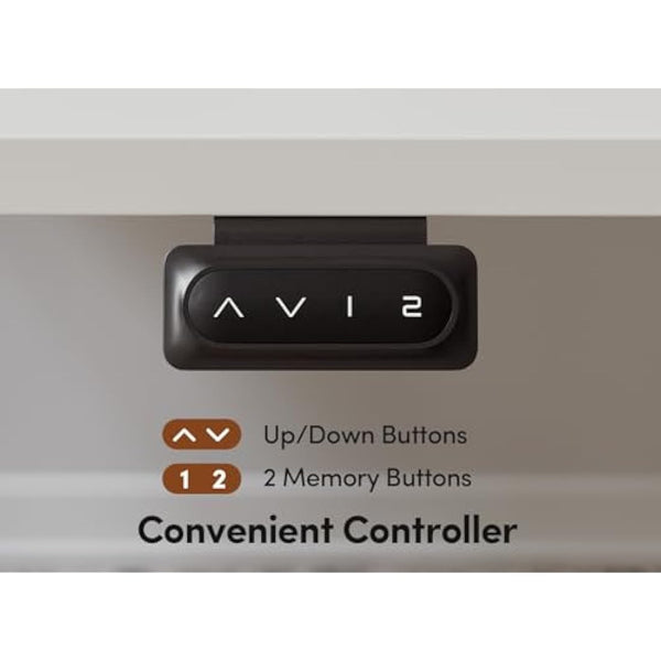 FEZIBO Electric Height Adjustable Standing Desk, 60x140cm Ergonomic Home Office Table with Splice Board & White Wood Grain Surface, Upgraded Stable Steel Frame for Sit-Stand Workstation