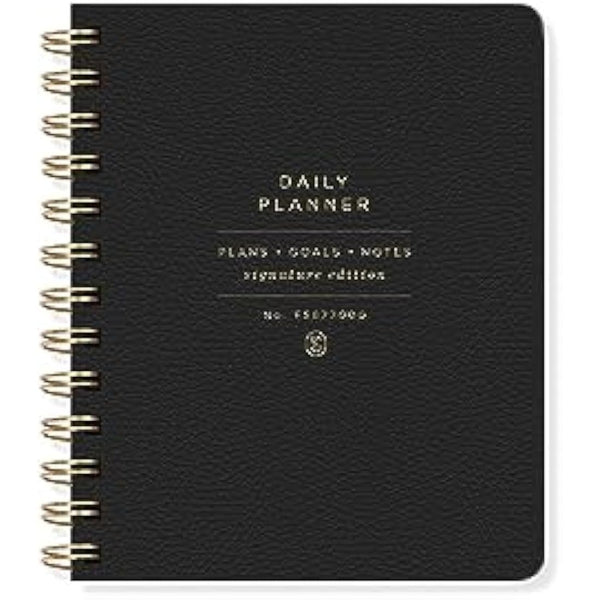 Fringe Stdio Non-Dated Daily Planner, 160 Pages, twing Ring Spiral Binding, SE Standard Black (877003)