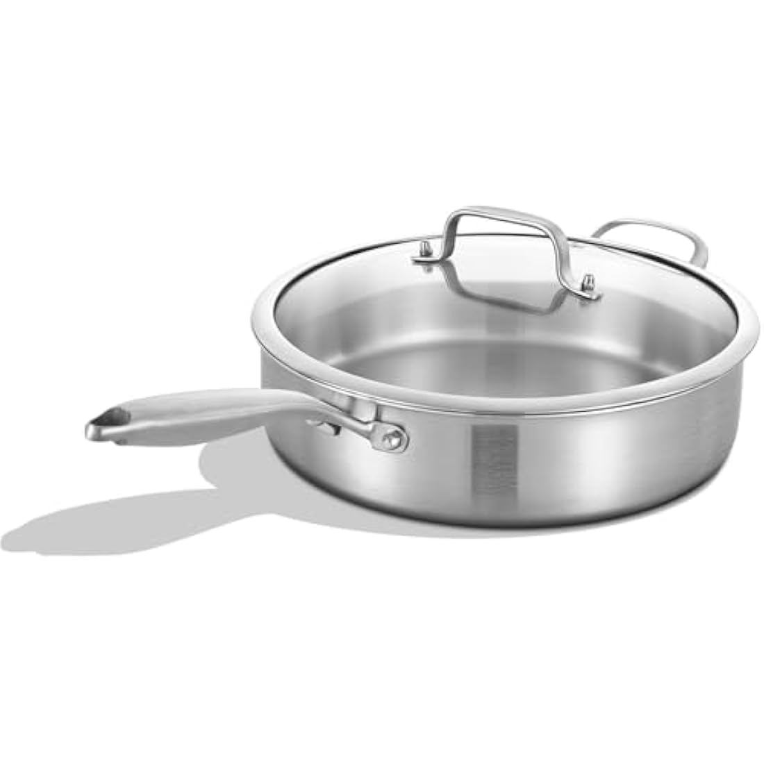 Inqibee 2.5 L Tri-Ply Stainless Steel Sauté Pan with Lid,26 CM Induction Frying Pan,Detachable Ergonomic Handle and Oven Safe