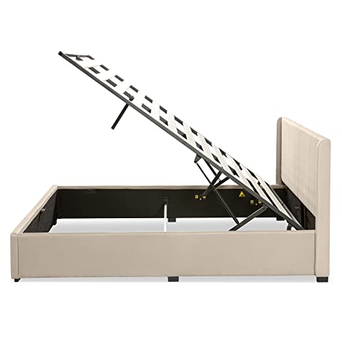 Zinus Maddon Double Bed frame - Bed 135x190 cm - 31 cm Height with Underbed Storage - Upholstered Platform Bed frame - Black