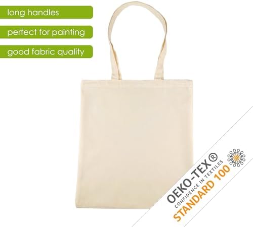 IDEA HOME Cotton Tote Bag - Personalisation Possible - Embroidery or Painting - Reusable Shopping Bags