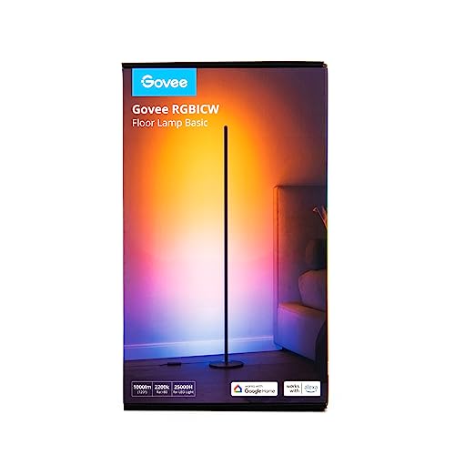 Govee LED Floor Lamp, RGBIC Modern Corner Lamp, Smart Standing Lamp with 61 Scene Modes,Music Sync, Black Corner Floor Lamp for Living Room, Bedroom
