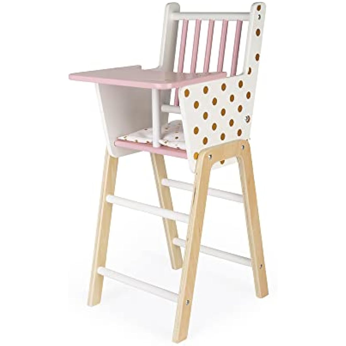 Janod - Candy Chic - Wooden High Chair for Dolls up to 42 cm - Dolls accessories - Suitable for ages 3 and up - J05888