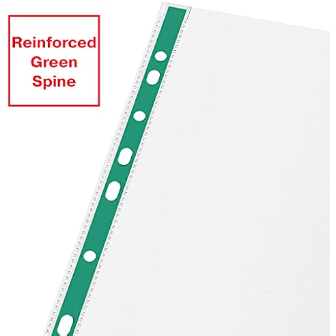 Esselte A4 Punched Pockets, 200 x Poly Pockets, 34 Micron Thickness, Embossed A4 Pockets With Punched Reinforced Green Spine, Ideal For Lever Arch Files & Ring Binders (Pack of 200), 628532