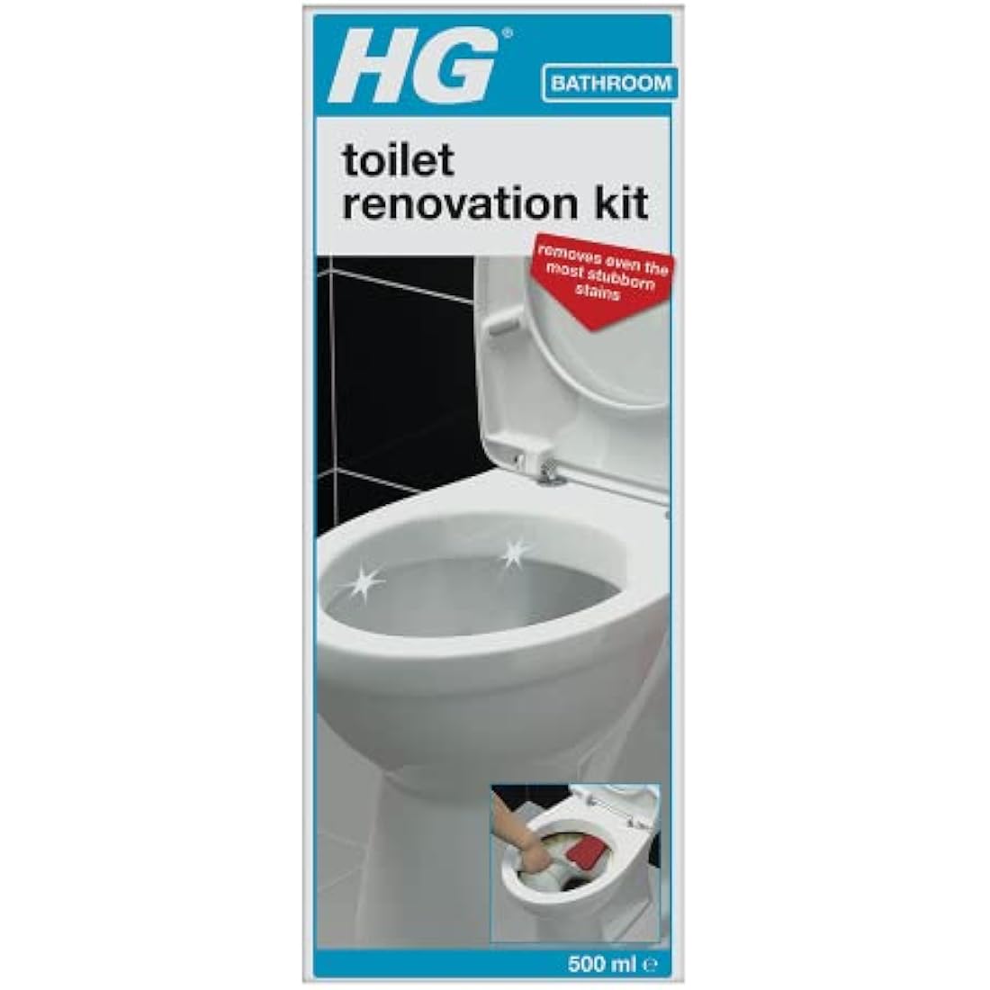 HG Toilet Renovation Cleaning Kit, Effective Bathroom & WC Cleaner, Cleans and Descales Toilet Bowl & Under Toilet Rim, Limescale & Stain Remover - 500ml (318006106)