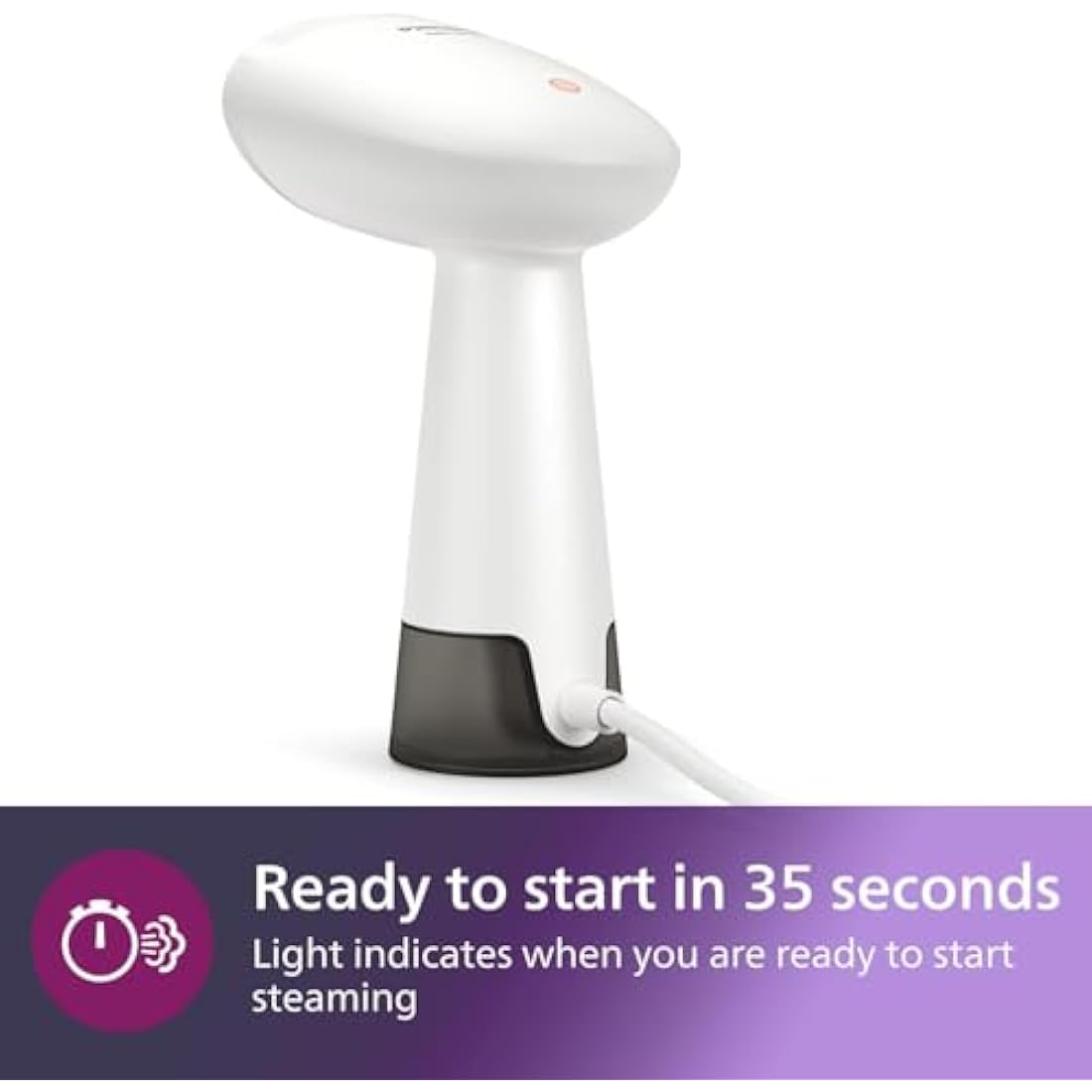 Philips Handheld Steamer 1000 Series, 35 sec. Heat-up Time, Lightweight & Compact Design, Heat Resistant Glove, 85 ml Water tank, White (STH1010/10)