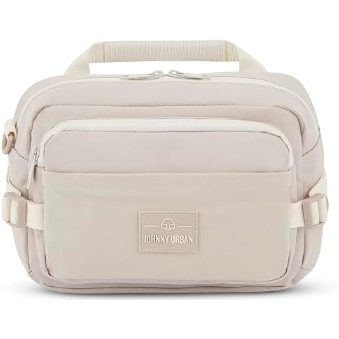 Johnny Urban Bum Bag Beige - Travis - Large Waist Bag for Travel Hiking Outdoor - Breathable Airmesh & Adjustable Strap - Many Pockets with Zippers - Accessory Add On for Backpack