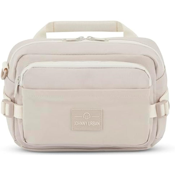 Johnny Urban Bum Bag Beige - Travis - Large Waist Bag for Travel Hiking Outdoor - Breathable Airmesh & Adjustable Strap - Many Pockets with Zippers - Accessory Add On for Backpack