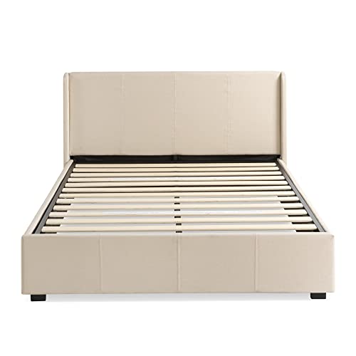 Zinus Maddon Double Bed frame - Bed 135x190 cm - 31 cm Height with Underbed Storage - Upholstered Platform Bed frame - Black