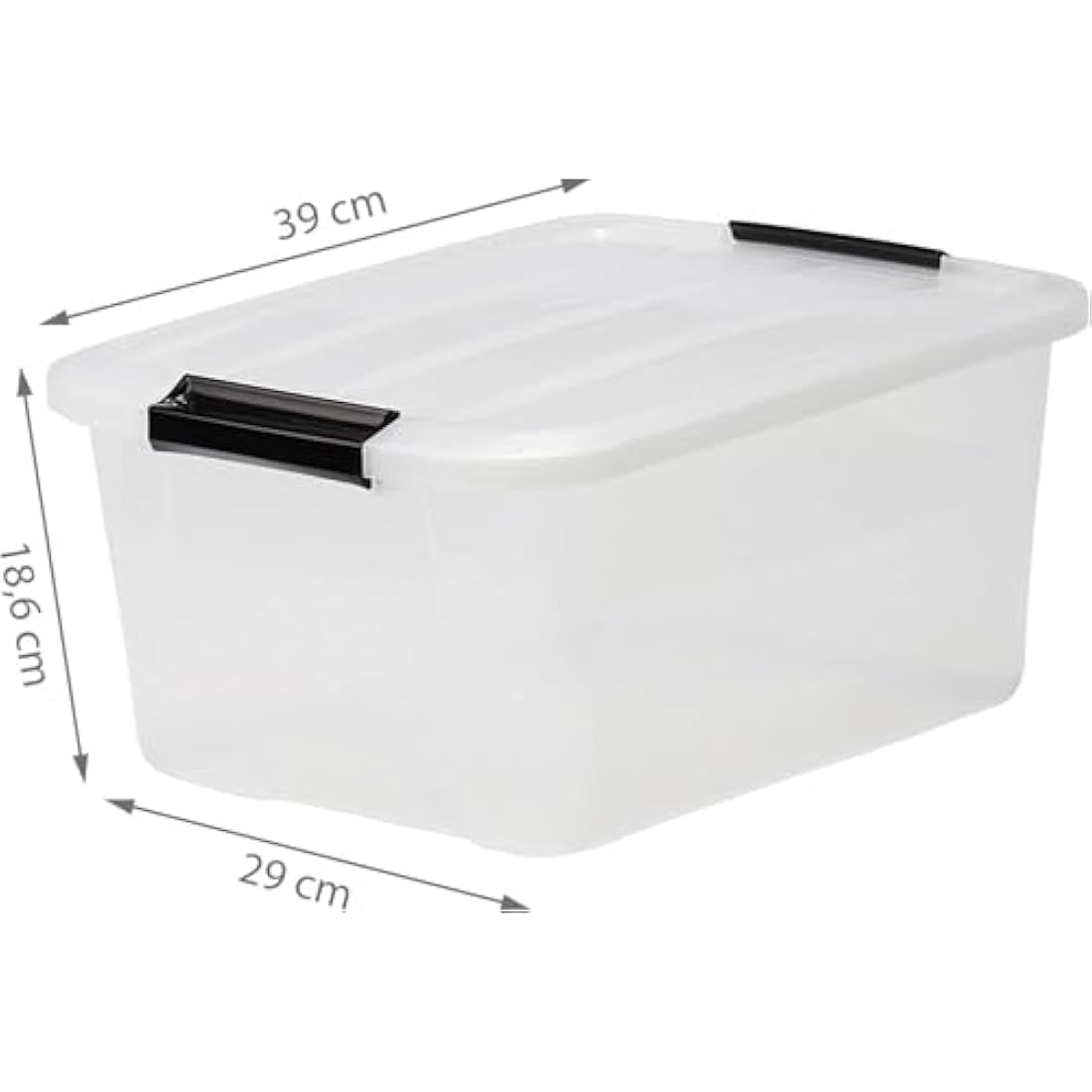 Iris Ohyama Plastic Storage Boxes with Lids, 15L, Set of 3, Clear, Latching Buckles with Handles, Stackable, Nesting, Strong & Durable, For Closet, Garage, Home, Office, Organising Tote Bins, TB-15