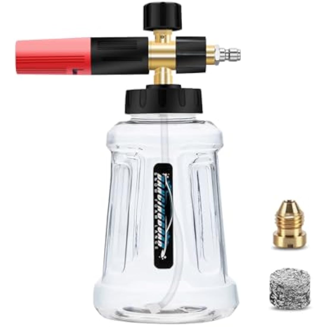Foam Cannon Compatible with 1/4 Quick Release Pressure Washer, 1L Adjustable Snow Foam Lance Soap Dispenser with New Generation Adjustable Spray Nozzle (Black & Red)