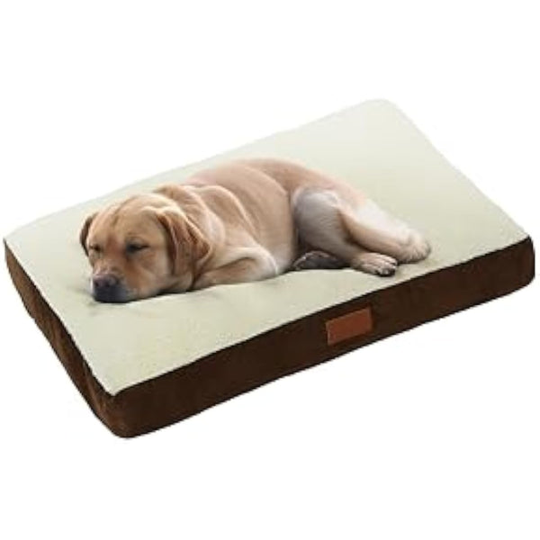 Ellie-Bo Large Dog Bed for 36-inch Dog Cage/Crate - Brown Faux Suede/Sheepskin