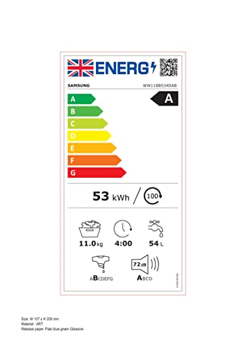 Samsung Series 5 11kg Washing Machine, AI Energy and WiFi-enabled, White, WW11DG5B25TEEU