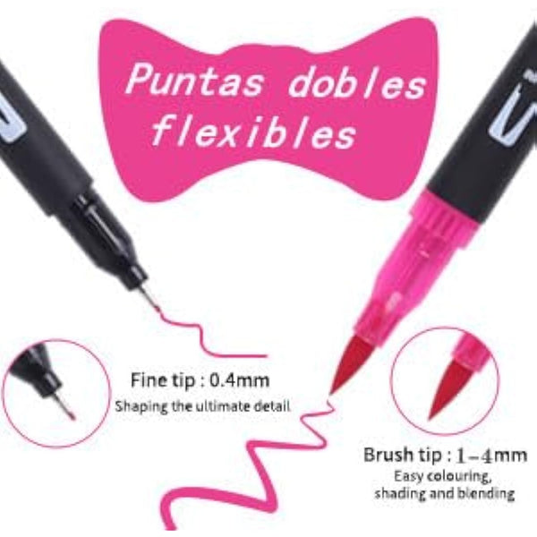 BEMAYSZ 108 Colours Dual Tip Colouring Brush Felt Tip Pens, Pens for Adult Adults and Kids Colouring Books Calligraphy Drawing Painting Sketching Highlighting