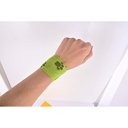 3 Rolls Pet Vet Wrap Self Adhesive Pet Elastic Bandage Vet Wrap Tape for Wrist, Ankle Sprains & Swelling, 3 Colors with Dog Paw Pattern