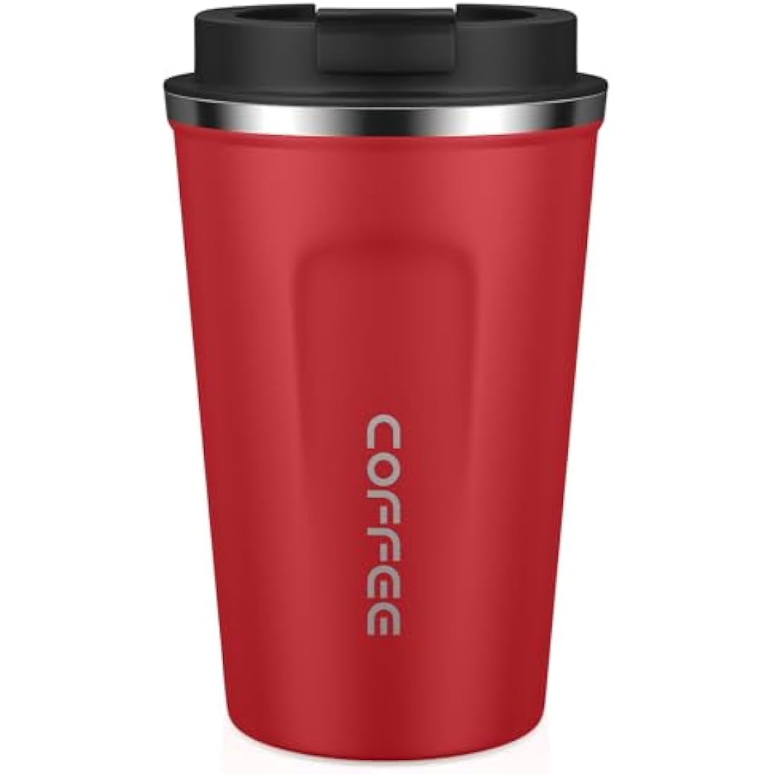 MOMSIV Coffee Cup, 380ml Stainless Steel Coffee Mug with Leak-Proof Lid, Insulated Vacuum Leakproof Travel Mug, Double-Walled Insulated Car Mug for Coffee, Tea Water (Red)