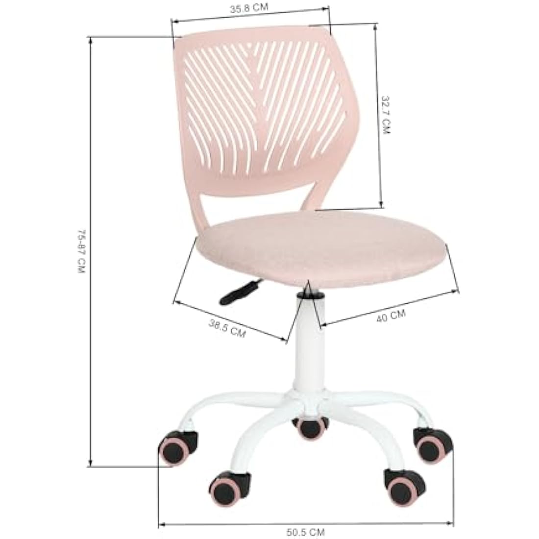 Homy Casa Desk Chair Linen Fabric Seat Ergonomic Swivel Task Chair without Armrest Adjustable Height Office Chair Home Office for Kids Teens, Morandi Pink