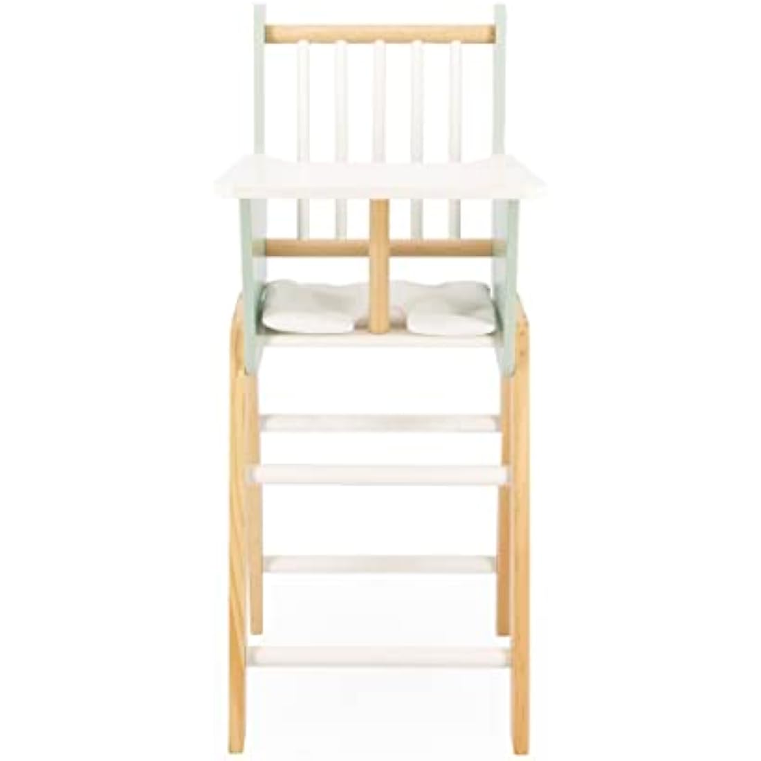 Janod - Zen FSC Wood Highchair - Pretend Play Toy - Accessory for Dolls up to 42 cm - 3 Years +, J05901,Water Green/White