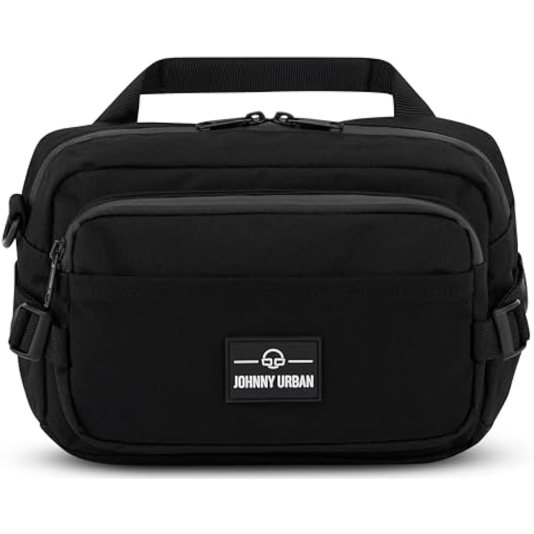 Johnny Urban Bum Bag Black - Travis - Large Waist Bag for Travel Hiking Outdoor - Breathable Airmesh & Adjustable Strap - Many Pockets with Zippers - Accessory Add On for Backpack