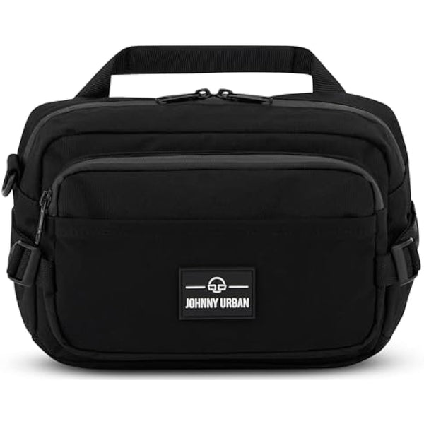 Johnny Urban Bum Bag Black - Travis - Large Waist Bag for Travel Hiking Outdoor - Breathable Airmesh & Adjustable Strap - Many Pockets with Zippers - Accessory Add On for Backpack