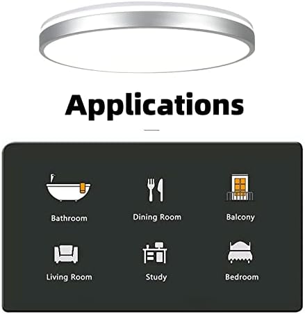 Horevo 24W LED Ceiling Light, Minimalist Silver Edge Ceiling Light with Remote Control and Bluetooth Speaker, 2000 Lumens Ø30cm Dimmable Ceiling Lights for Lounge, Living Room, Kids Room, Bedroom