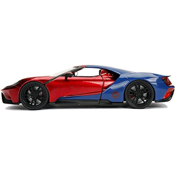 Jada Toys - 99725RB - Model FORD GT 2017 With Figure Spider Man 1/24 Die-Cast Marvel - Red / Blue