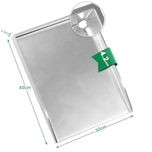 WELL GRILL 30x40CM Stainless Steel Plancha Plate with Scraper Set, Universal BBQ Grill Pan Accessories for Weber, Char-Broil, Burnhard, Uniflame,