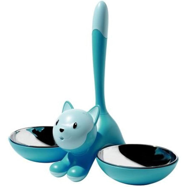 Alessi | Tigrito AMMI09 B - Design Cat Bowl, 18/10 Stainless Steel and Thermoplastic Resin, Black
