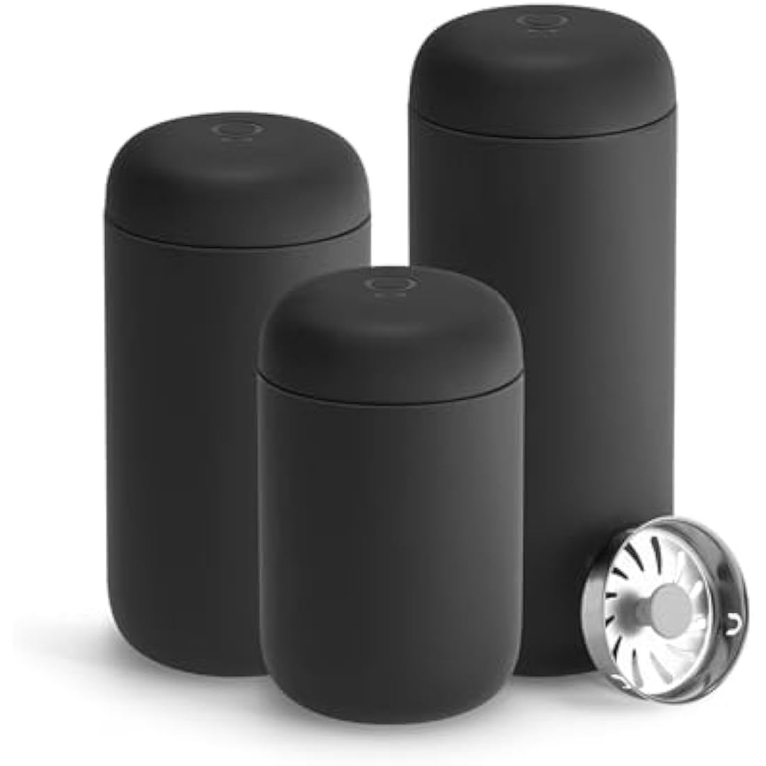 Fellow 12 oz Carter Move Travel Mug - Vacuum-Insulated Stainless Steel Travel Coffee Mug - Coffee Tumbler with Ceramic Interior and Splash Guard - Matte Black