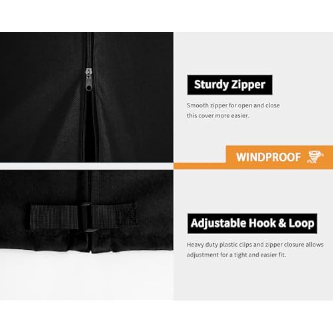 Dokon 3 Seater Garden Swing Covers Waterproof Heavy Duty Oxford Fabric Outdoor Swinging Chair Cover Windproof Anti-UV Patio Garden Hammock Cover with Zips (215x125x170cm) - Black