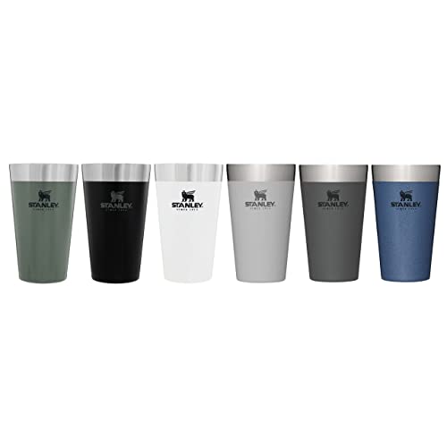 Stanley Adventure Stacking Beer Pint 0.47L - Travel Mug Keeps Drinks Cold For 4 Hours - Stainless Steel Thermal Cup - Stacks Infinitely - Double Wall Vacuum Insulation - Dishwasher Safe - Matte Black