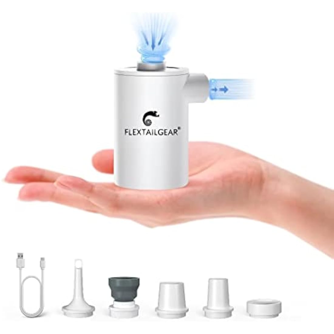 FLEXTAILGEAR MAX Pump 2020, Portable Electric Air Pump, 3600mAH Battery,Rechargeable, High Flow 300L/min, Fast In/Deflating, Air Mattress, Swimming Ring, Vacuum Storage Bags, Camping & Travel