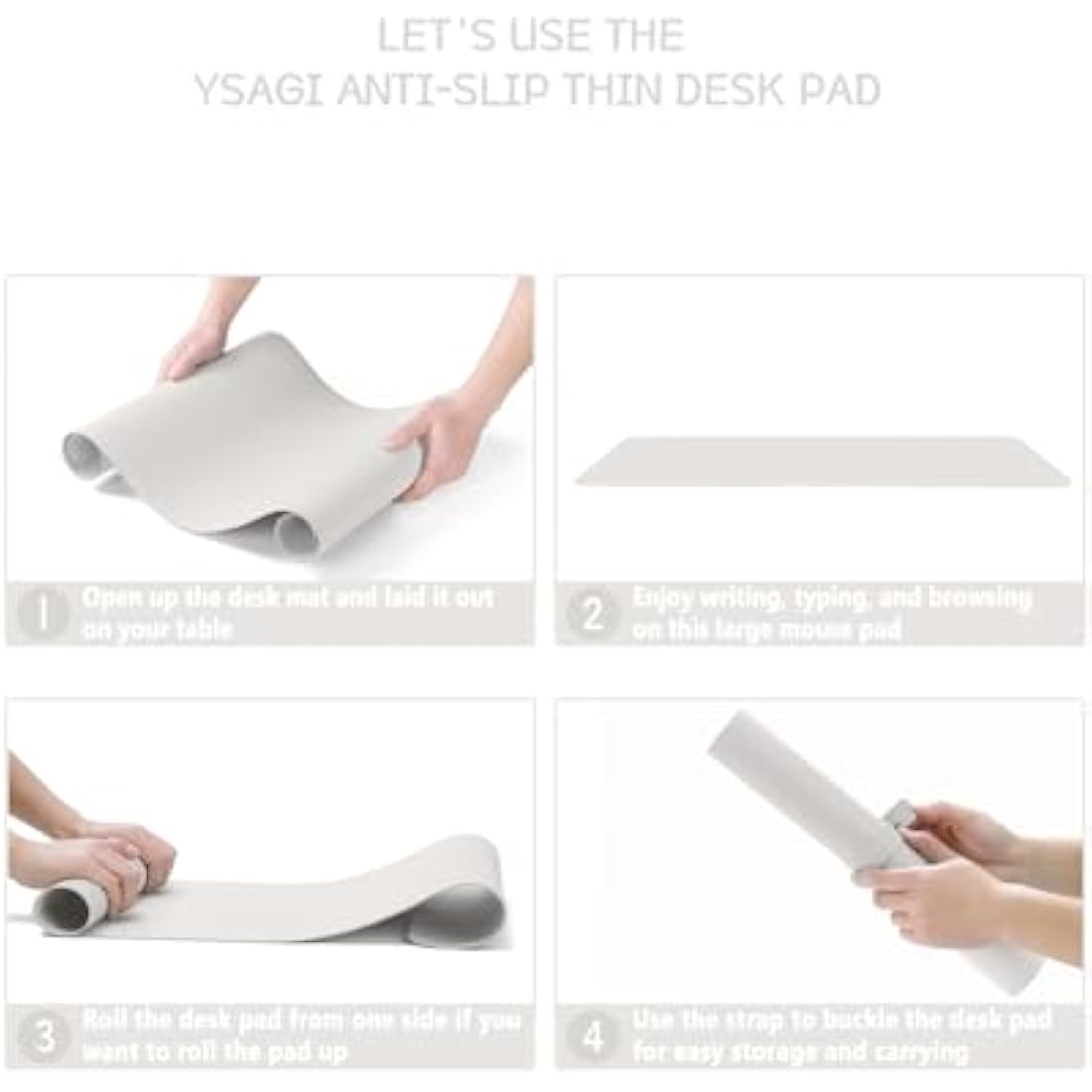 YSAGi Non-Slip Desk Pad, Waterproof PVC Leather Desk Table Protector, Ultra Thin Large Mouse Pad, Easy Clean Laptop Desk Writing Mat for Office Work/Home/Decor (80 x 40 cm, Gray)