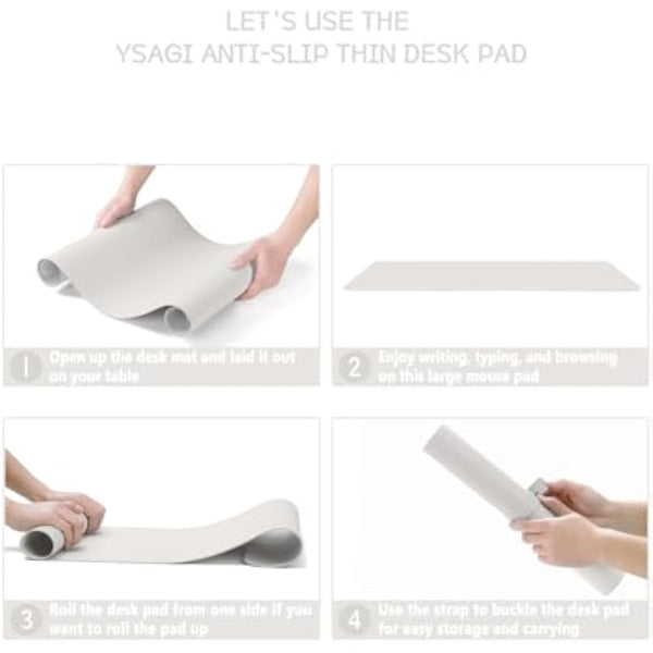 YSAGi Non-Slip Desk Pad, Waterproof PVC Leather Desk Table Protector, Ultra Thin Large Mouse Pad, Easy Clean Laptop Desk Writing Mat for Office Work/Home/Decor (80 x 40 cm, Gray)