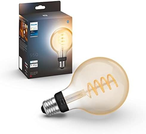 Philips Hue White Ambiance Filament Single Smart LED Globe [E27 Edison Screw] - 550 Lumens. Works with Alexa, Google Assistant and Apple Homekit