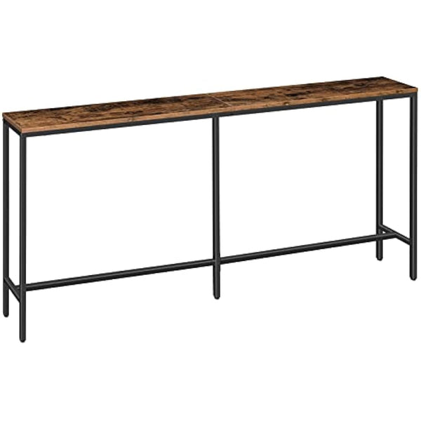 MAHANCRIS Console Table, 180 CM Narrow Long Sofa Table, Entryway Table, Industrial Sofa Table, Side Table, for Hallway, Living Room, Sturdy and Stable, Easy to Assemble, Rustic Brown ACTHR18001Z