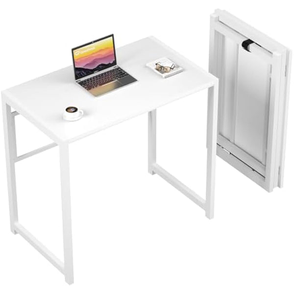 GreenForest Small Foldable Desk No Assembly,80 cm Computer Desk for Small Space,Space-Saving Home Office desk,White