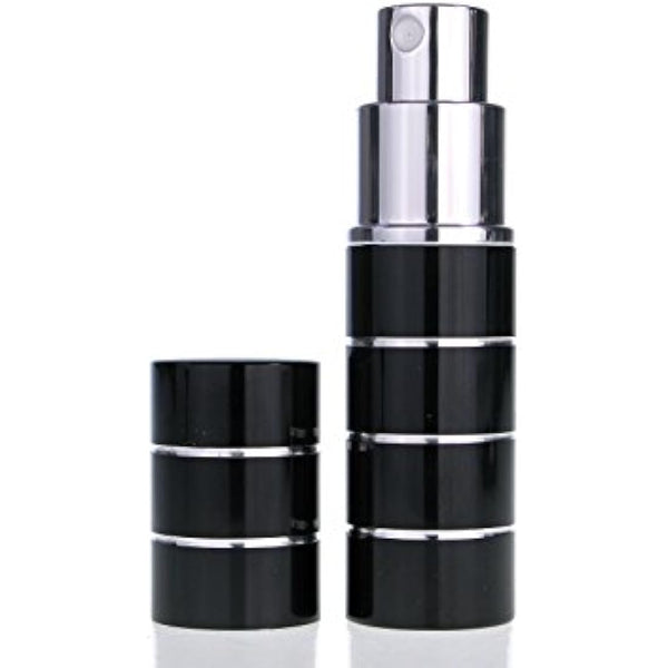 10ml Perfume Travel Atomizer with Gift Box from The essential atomizer Co. Black with Silver Ring Design