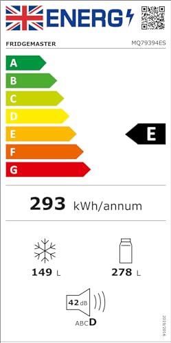 Fridgemaster MS83430EB Freestanding Slim American Side by side Door Fridge Freezer 441L, Total No Frost, Inverter compressor, Black, 83.2x178.0cm, Energy Rating E