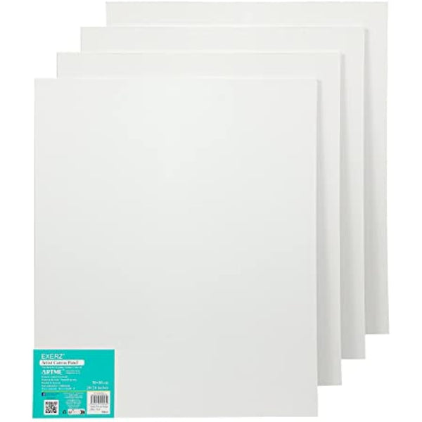 Exerz 50x60cm 4pcs Canvas Panels 3mm 280gsm Blank Artist Canvas Board/ 100% Cotton/Triple Primed/Acid Free/Medium Grain - Oil & Acrylic Painting (50x60cm-4pk)