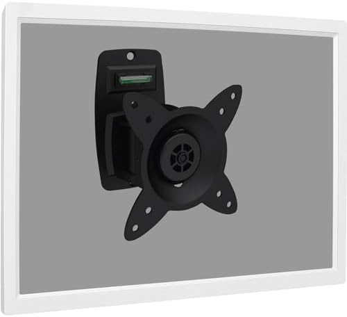 DIGITUS monitor wall mount - for screens up to 27" - VESA 75x75 & 100x100 - max. load 15kg - 30° swivelling, 360° rotatable - integrated spirit level - black