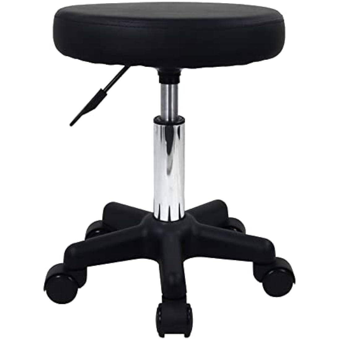 FURWOO Round Rolling Stool with Wheels Height Adjustable Spa Stool for Salon Massage Home Kitchen Black