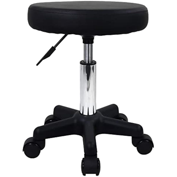 FURWOO Round Rolling Stool with Wheels Height Adjustable Spa Stool for Salon Massage Home Kitchen Black