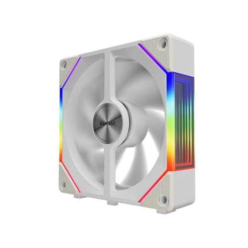 GAMDIAS 120mm ARGB PC Case Fans, Computer Case Fan, Cabless Daisy Chain Connection, Dual Infinity Mirror Lighting, Swappable Fan Blade for Reverse Airflow, Performance 30mm Thick, With Control Box