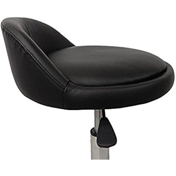 display4top Black Adjustable Swivel Rolling Cushion Tattoo Massage Hydraulic Salon Stool with Back,5 Wheels