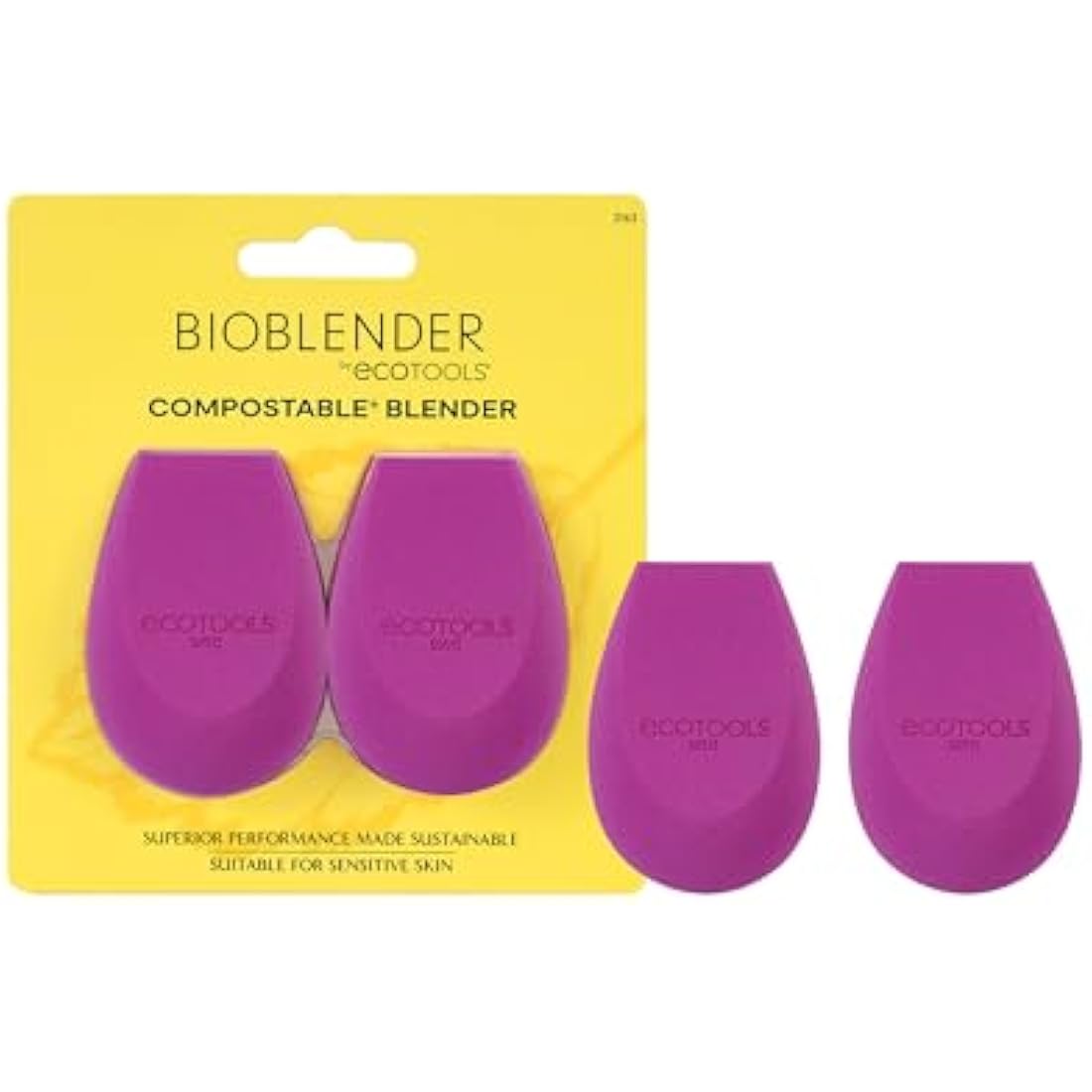 Ecotools Bioblender By Makeup Sponge Duo Pack For Liquid & Cream Make-Up