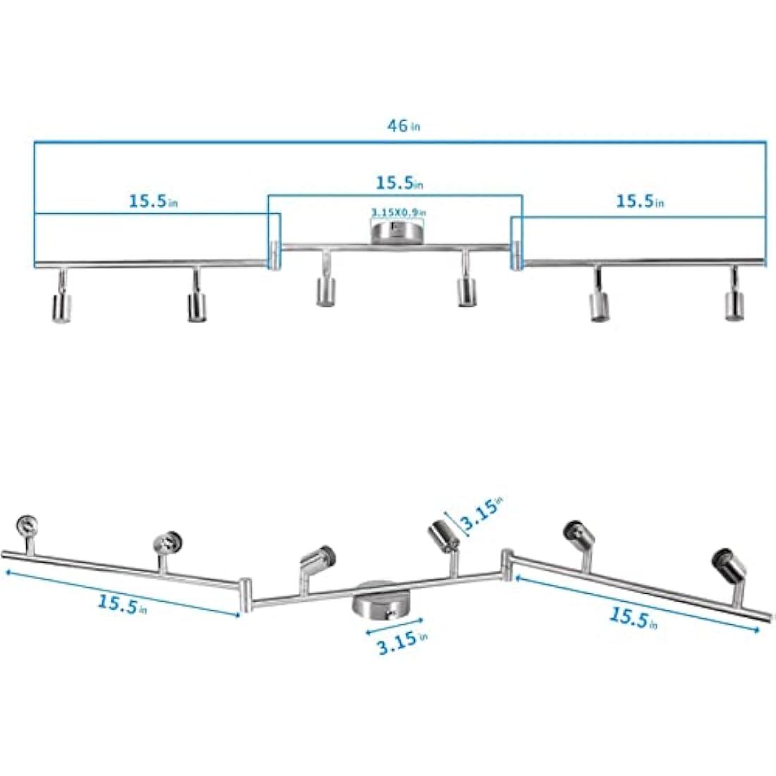 HURYEE Kitchen Lights, 6-Light Ceiling Lighting Kits, Swivelling Ceiling Spotlight for Bedroom, Kitchen and Living Room(GU10 LED Bulbs not Included) (Brush Nickel), TLK6head