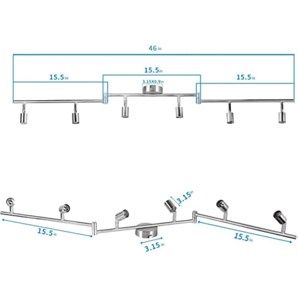HURYEE Kitchen Lights, 6-Light Ceiling Lighting Kits, Swivelling Ceiling Spotlight for Bedroom, Kitchen and Living Room(GU10 LED Bulbs not Included) (Brush Nickel), TLK6head