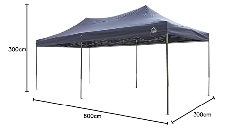 All Seasons Gazebos 3M x 6M Waterproof Gazebo Party Tent with Rustproof Frame and Wheeled Carry Bag (Metallic Grey)